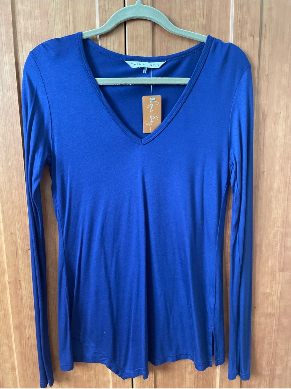 Trina Turk Women's V-Neck Top in Royal Blue